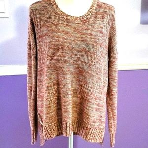 Mudd Marronish Long Sleeve Longline Chunky Cozy Textured Sweater Athleisure L